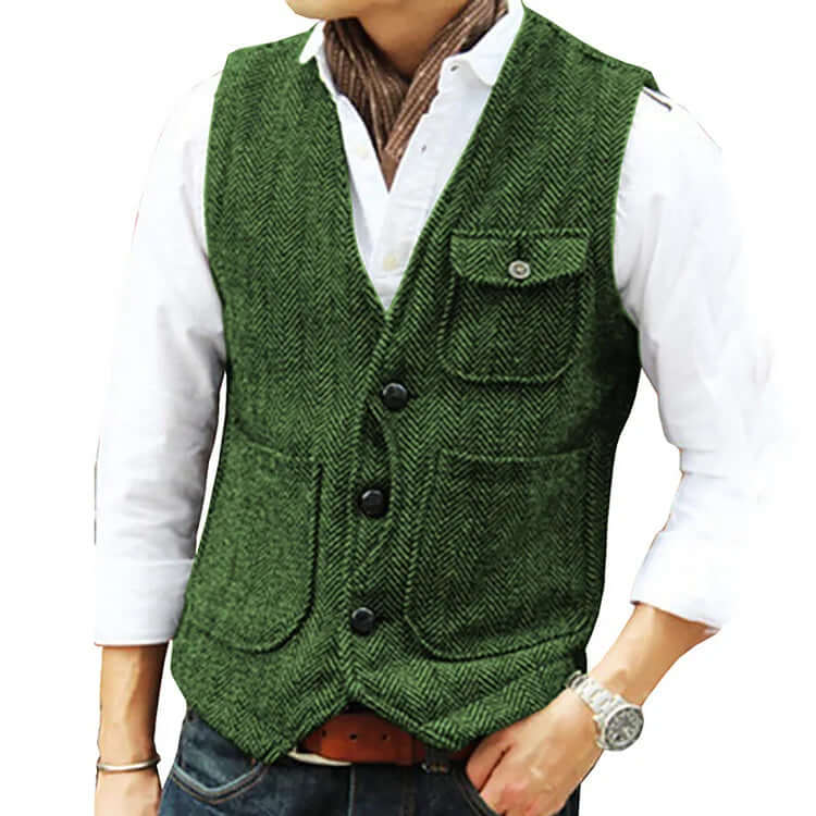 Heren Gilet Kasjmier Look Elegant Enkel Sluiting