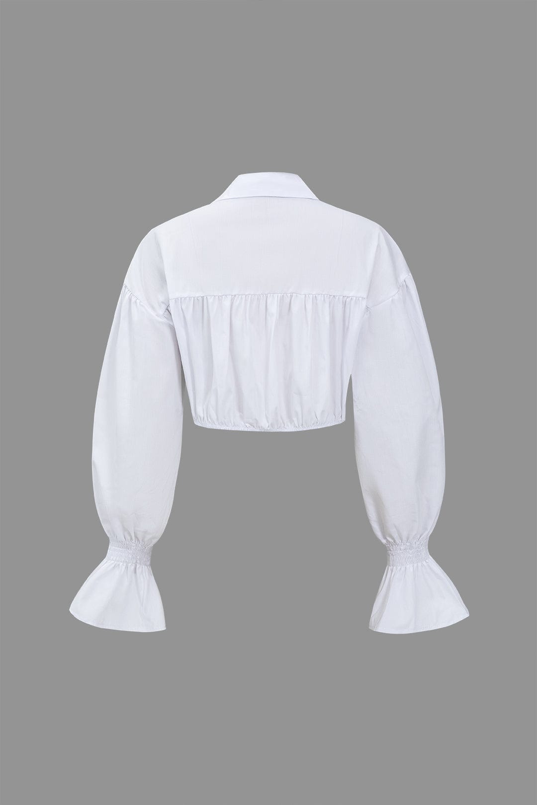 Vrouwelijke Blouse Wijd met Denim Details en Lange Mouwen