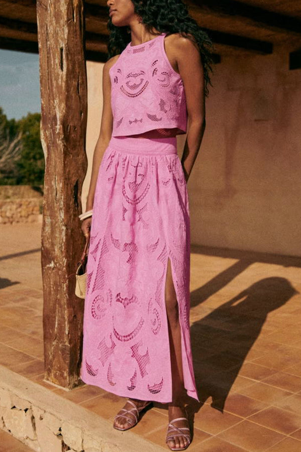 Rokrok Set voor Vrouwen Elegant Rose met Top en Shorts