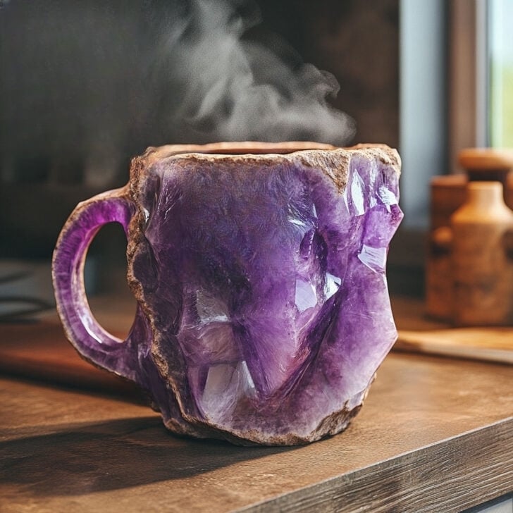 Kristalmok met Natuursteen Effect – Handgemaakte Mok Geïnspireerd op Edelstenen – 200ml Keramiek voor Thee, Koffie of Wijn