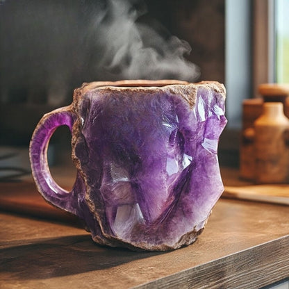 Kristalmok met Natuursteen Effect – Handgemaakte Mok Geïnspireerd op Edelstenen – 200ml Keramiek voor Thee, Koffie of Wijn
