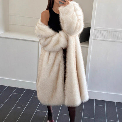 Dames Faux Fur Jas Lange Warme en Stijlvolle Coat