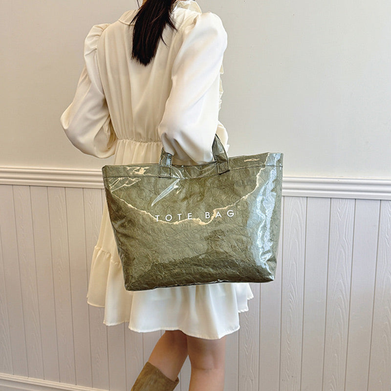 Leren Tote Bag Amber Kleur Luxe Lakleer