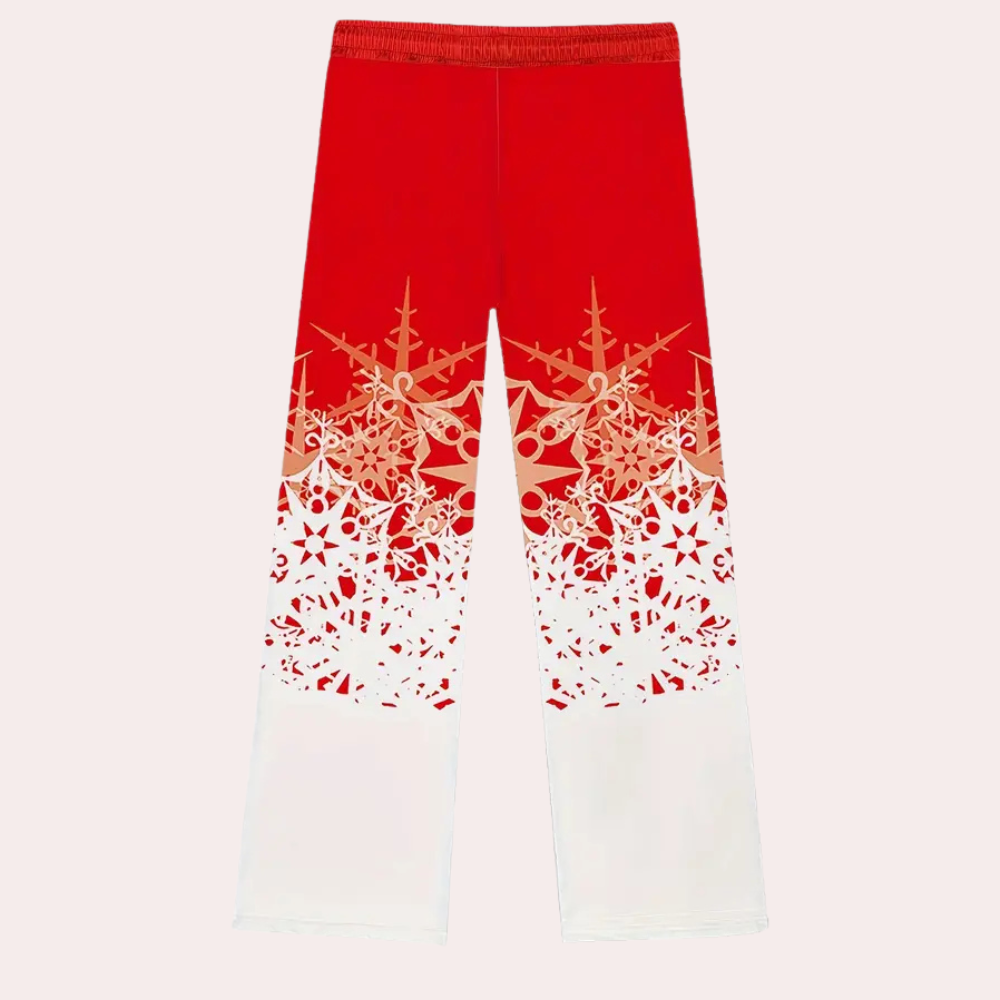 Heren Broek met Sneeuwvlok Print Warme Winterbroek