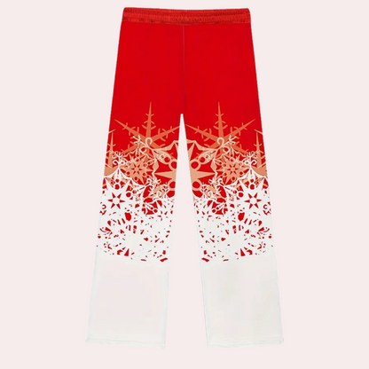 Heren Broek met Sneeuwvlok Print Warme Winterbroek