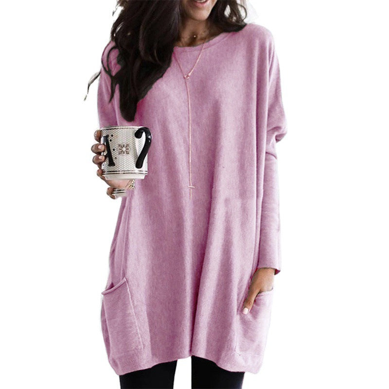 Dames Top met Lange Mouwen en Zakken Basis Collectie → Dames Top Lange Mouwen Zakken Comfortabel Basis