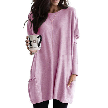 Dames Top met Lange Mouwen en Zakken Basis Collectie → Dames Top Lange Mouwen Zakken Comfortabel Basis