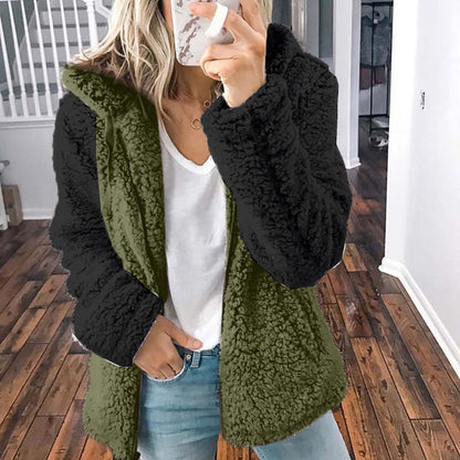 Dames Fleece Vest Zacht met Kap en Contrasterende Mouwen - StudioMarella