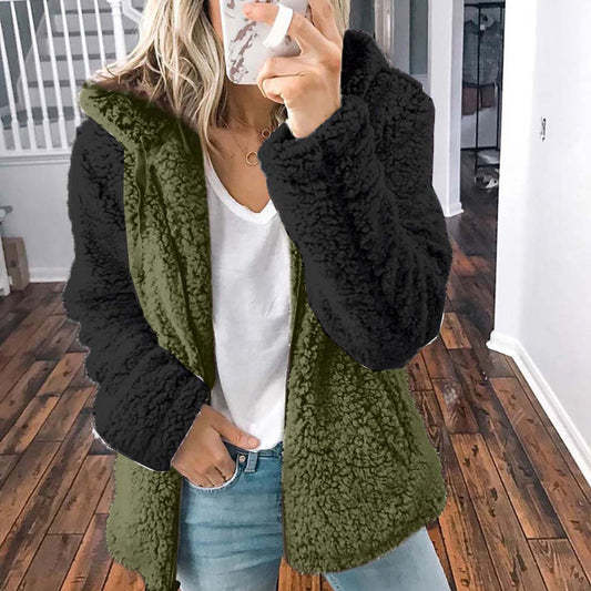 Dames Fleece Vest Zacht met Kap en Contrasterende Mouwen - StudioMarella