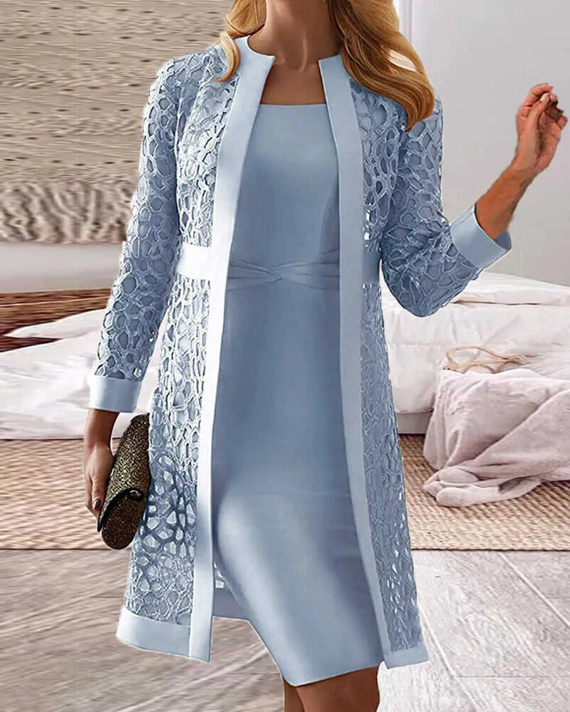Damesvest Tweedelig Kant Set Elegante Jurk