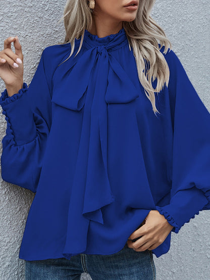 Dames Blouse Strikdetail Elegante Stijl Chique Katoen