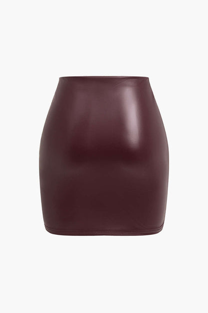 Kort Minirok van Kunstleder Asymmetrisch Model