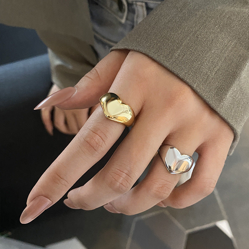 Dames Ring Hartvormig met Lelie Minimalistisch Zilver - StudioMarella