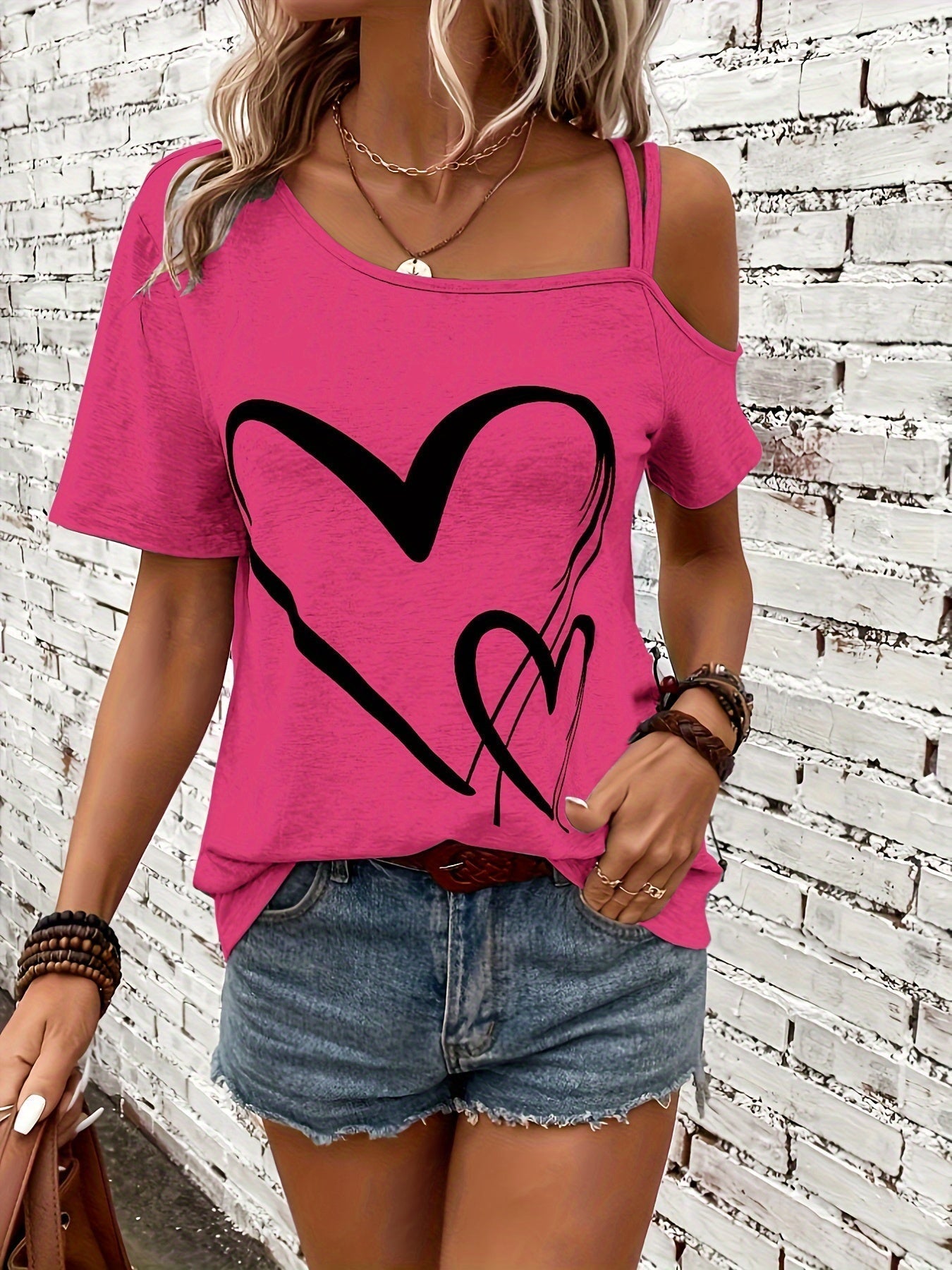 Vrouwelijk T-shirt Off Shoulder Zomerse Look