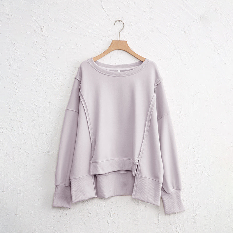 Dames Sweater Warme Losse Trui met Rauwe Boorden