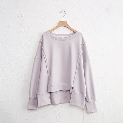 Dames Sweater Warme Losse Trui met Rauwe Boorden