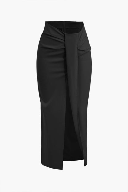 Midirok met Wickeloptie en Hoge Split Elegante Stijl
