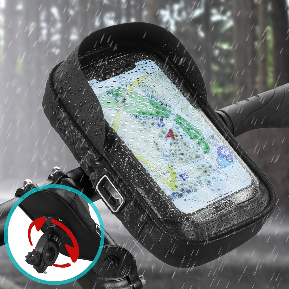 Telefoonhouder Fiets Motor Waterdicht TPU 360 Graden Draaibaar Stuur Navigatie Tas Universeel 4.5 tot 6.4 Inch