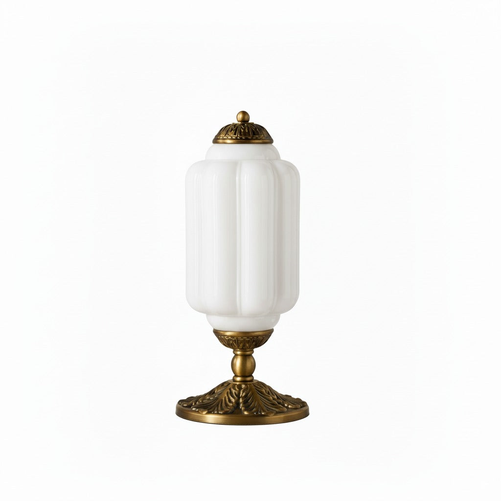 Glazen Tafellamp met Scallop Design Vintage Stijl Slaapkamer Woonkamer Accentverlichting Zwart Messing Matglas