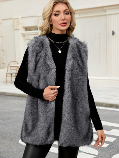 Dames Bodywarmer Faux Fur Zwart Wit Trendy