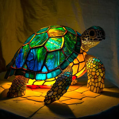 Decoratieve Tafellamp met Dierenprint Gebrandschilderd Glas Effect 15cm Warm Sfeerlicht voor Woonkamer Slaapkamer Nachtkastje