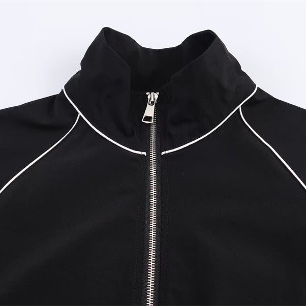 Dames Sportjas Zwart Nylon Met Rits
