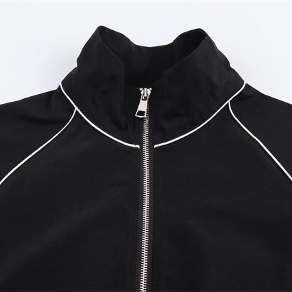 Dames Sportjas Zwart Nylon Met Rits