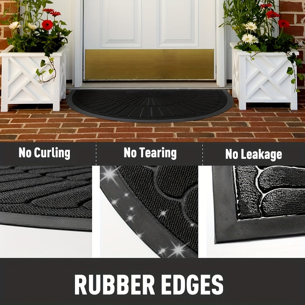Halfronde Deurmat Rubber 43x75cm 60x90cm Buiten Binnen Antislip Vuilafstotend Drempelmat Buitenmat Zwart Grijs Bruin