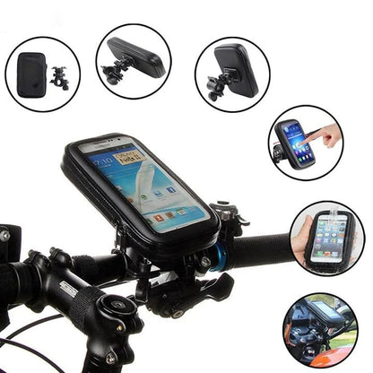 Waterdichte Telefoonhouder voor Fiets met 15W Draadloze Powerbank Zwart