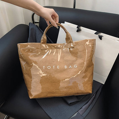 Leren Tote Bag Amber Kleur Luxe Lakleer