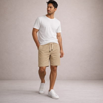 Korte Herenbroek Linnen Ademend Zomerbroek Casual Fit