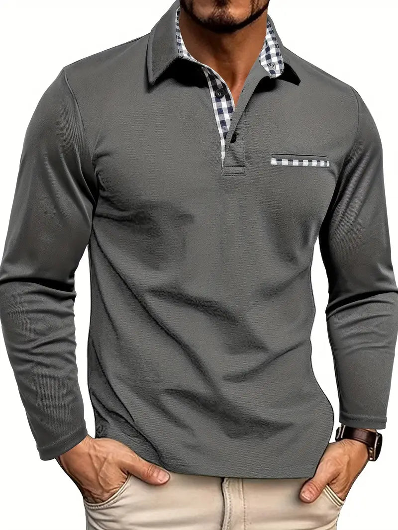 Heren Polo Shirt met Lange Mouwen Elegante Stijl