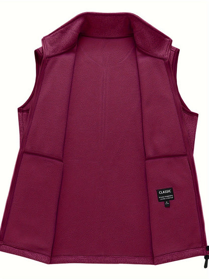 Lichte Pile Gilet met Opstaande Kraag