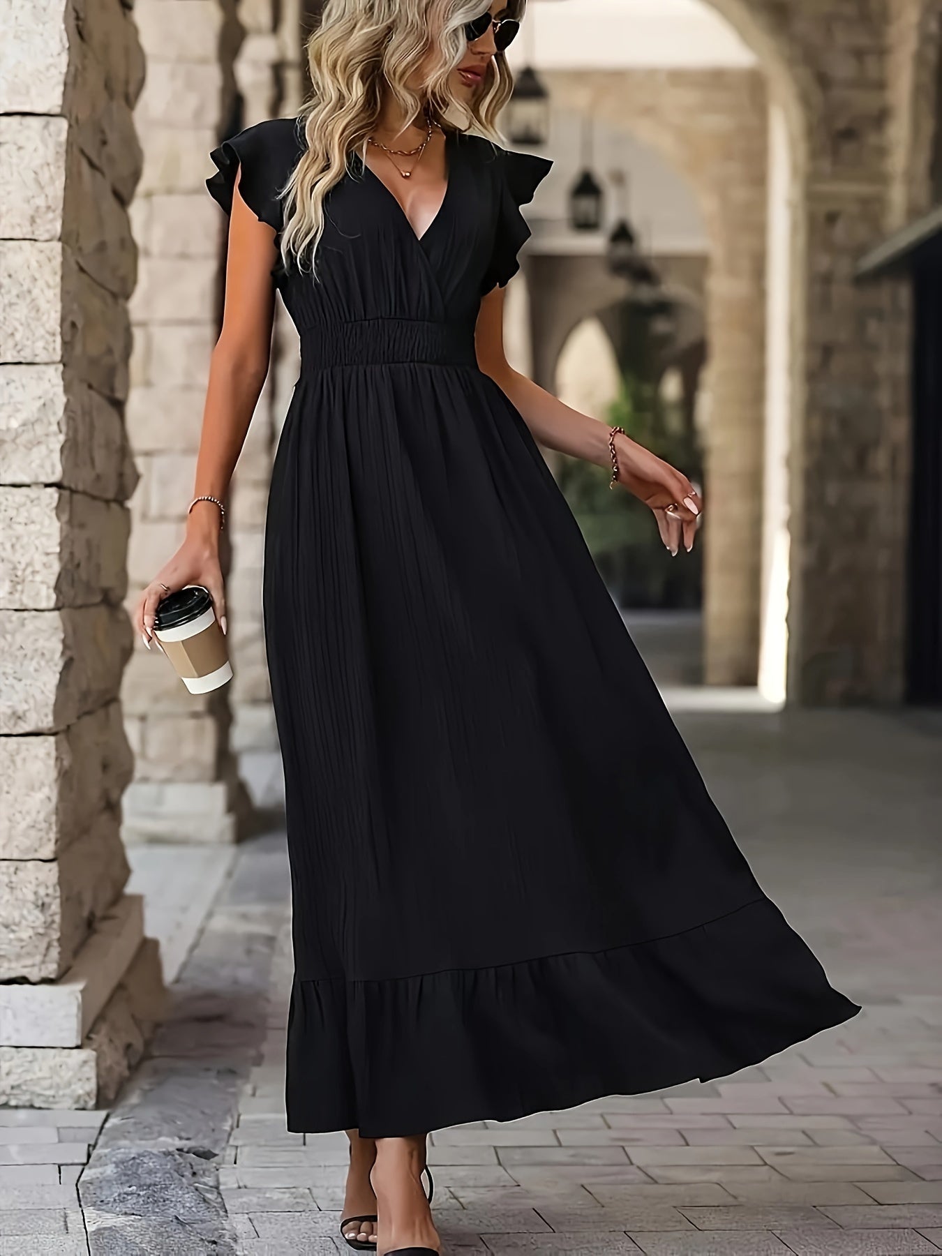 Elegante Ruffle Jurk voor Vrouw Vlinderrok Stijl