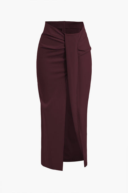 Midirok met Wickeloptie en Hoge Split Elegante Stijl