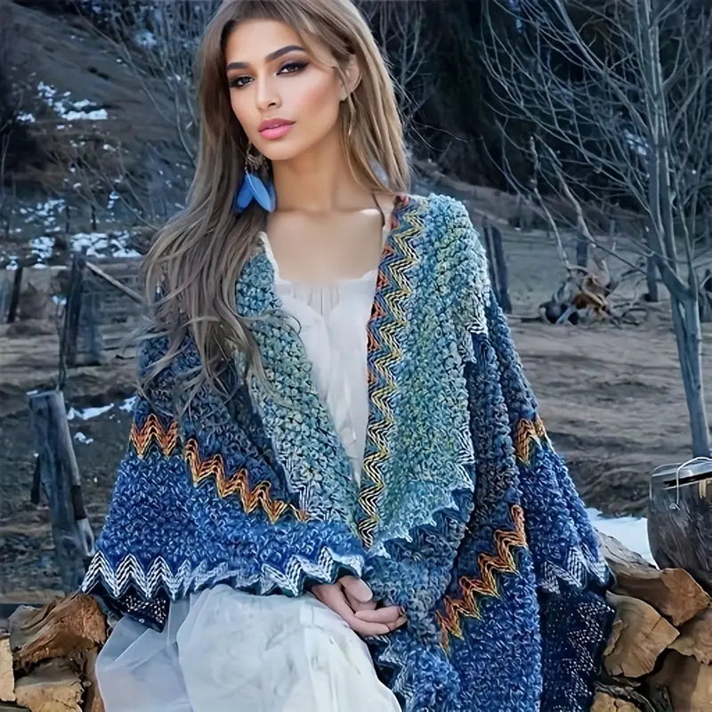Warme Gebreide Poncho Sjaal voor Winter - StudioMarella