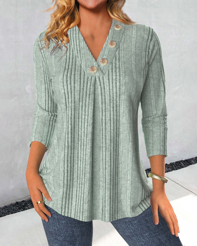 Vrouwelijke Groene Blouse van Katoen Effen Stof - StudioMarella
