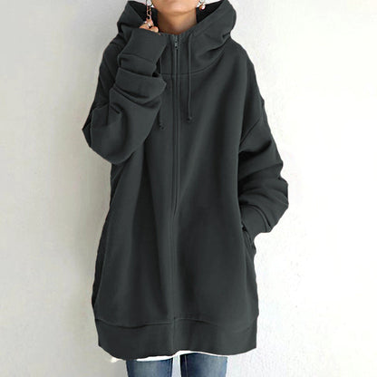 Dames Hoodie Oversized Warm en Zachte Rits Trui