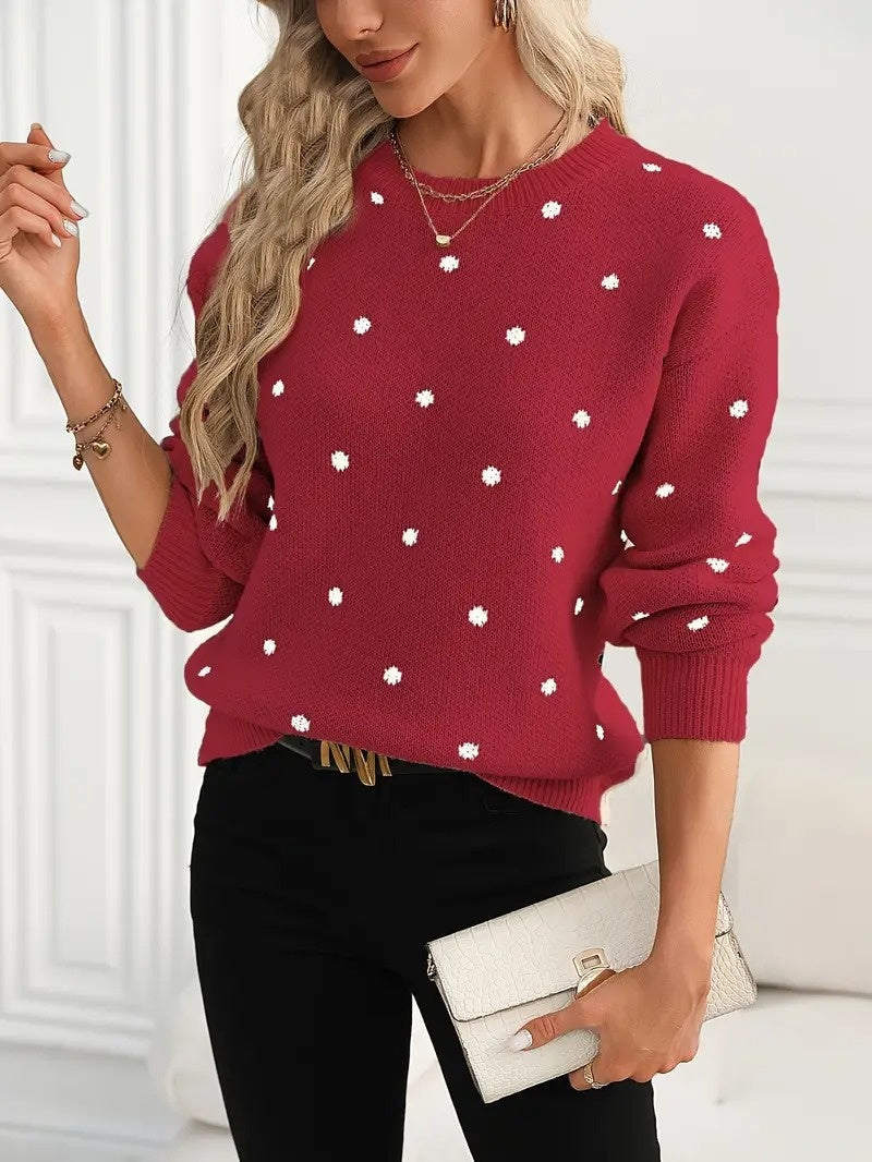 Dames Trui met Polkadots Gebreid Stijlvol Design