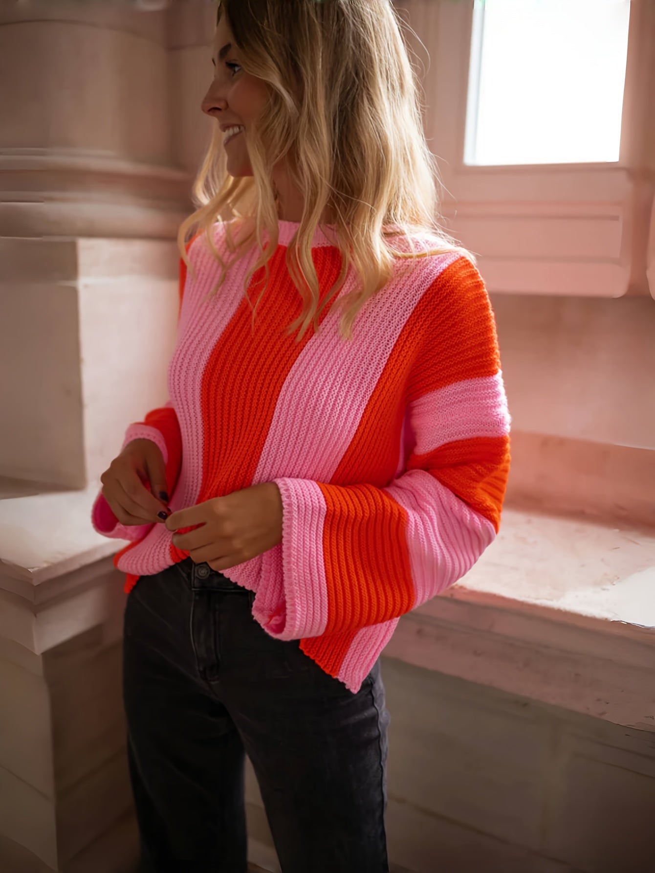 Dames Trui Gestreept Colorblock Comfortabele Pasvorm - StudioMarella