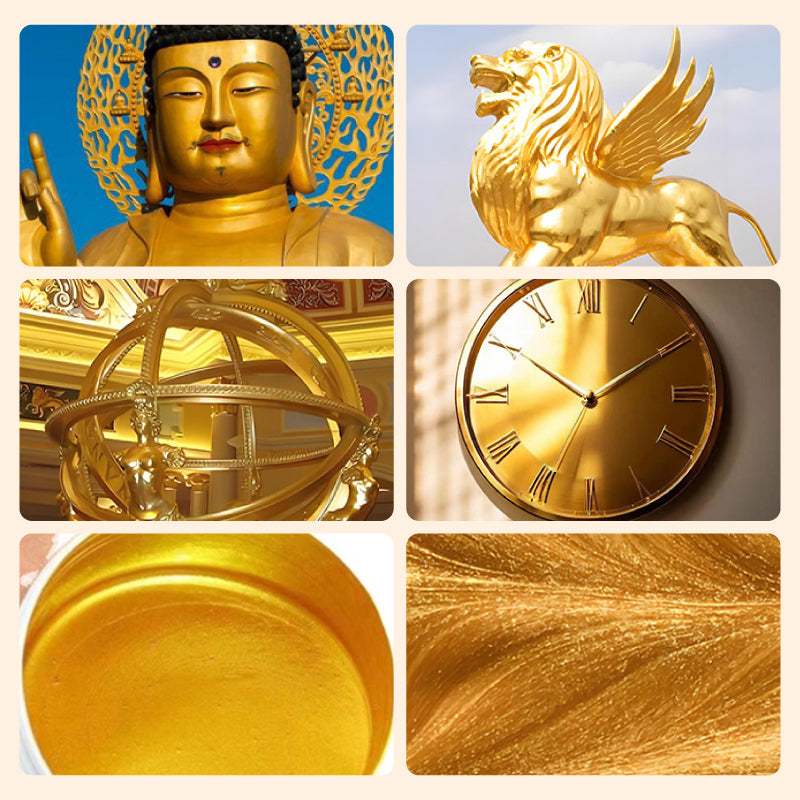 Metallic Bladverf met Penseel – Premium Goud en Zilver Metaaleffect voor Creatieve Projecten – Waterbasis Decoratieverf 200g