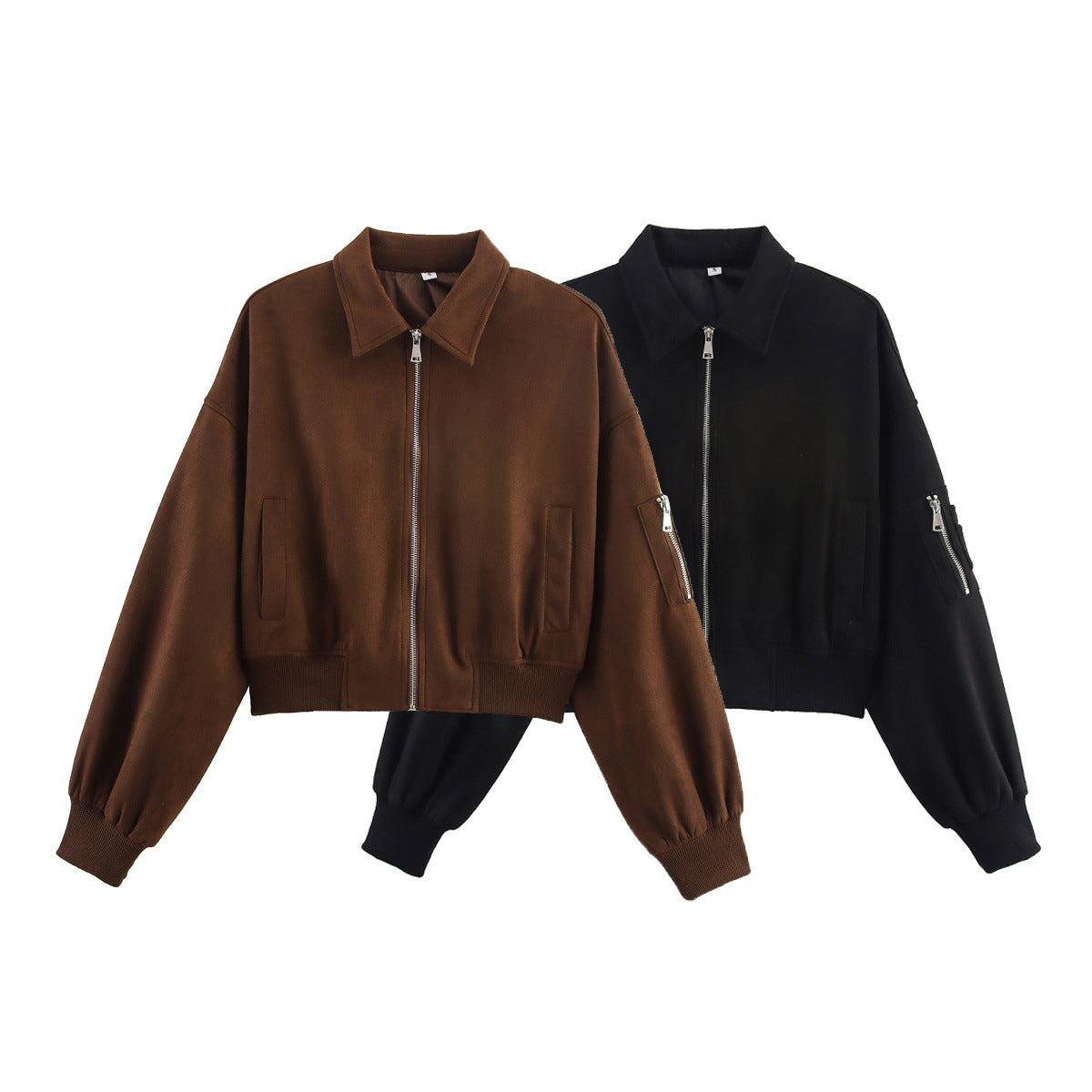 Dames Suède Jas Kort met Kraag Trendy Model