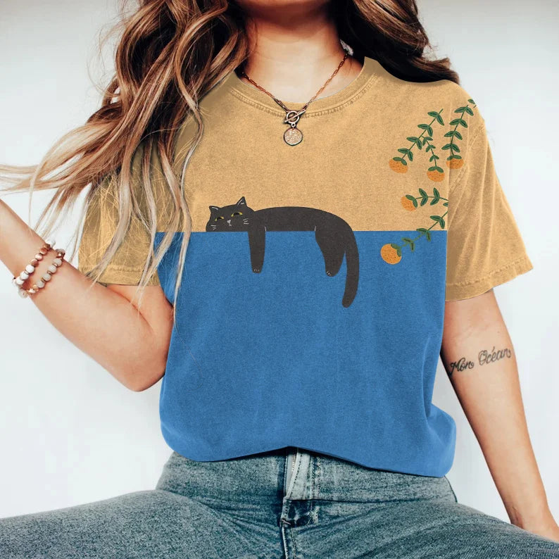 Katoenen T-Shirt met 2-Tonige Katendesign - StudioMarella