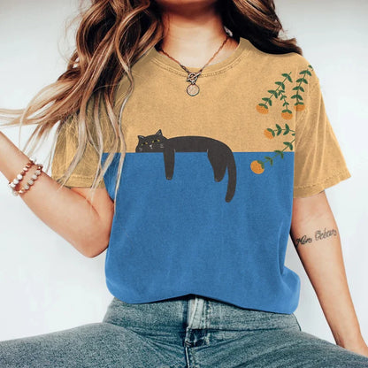 Katoenen T-Shirt met Gatto Print Twee Tonen