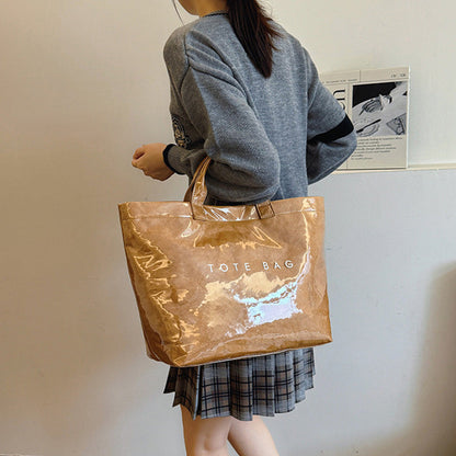 Leren Tote Bag Amber Kleur Luxe Lakleer