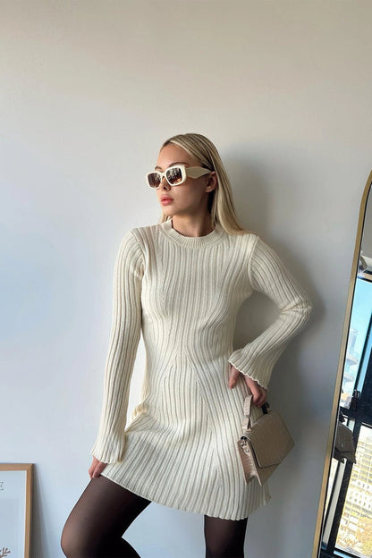 Vrouwelijk Jurk Lange Mouwen Elegante Stijl
