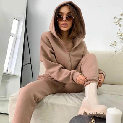 Dames Joggingpak Zacht Grijs Jogger en Hoodie Set