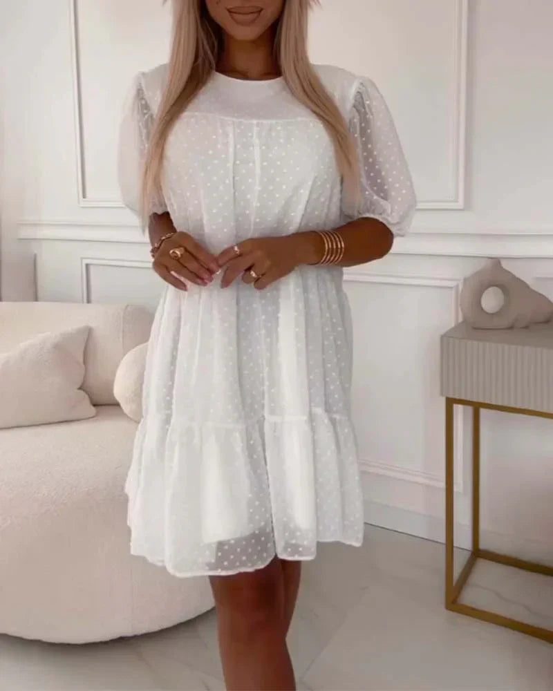 Korte Witte Jurk voor Vrouw Elegante Stijl - StudioMarella