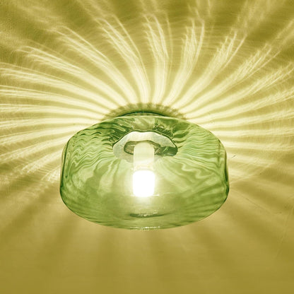 Vintage Geribbeld Glazen Plafondlamp Groen – Klassieke Verlichting voor Eetkamer, Entree & Gang