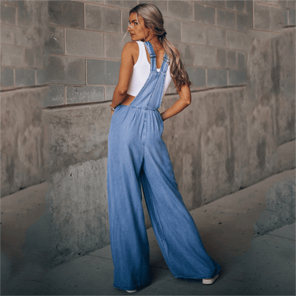 Blauwe Jumpsuit Denim Overall voor Dames